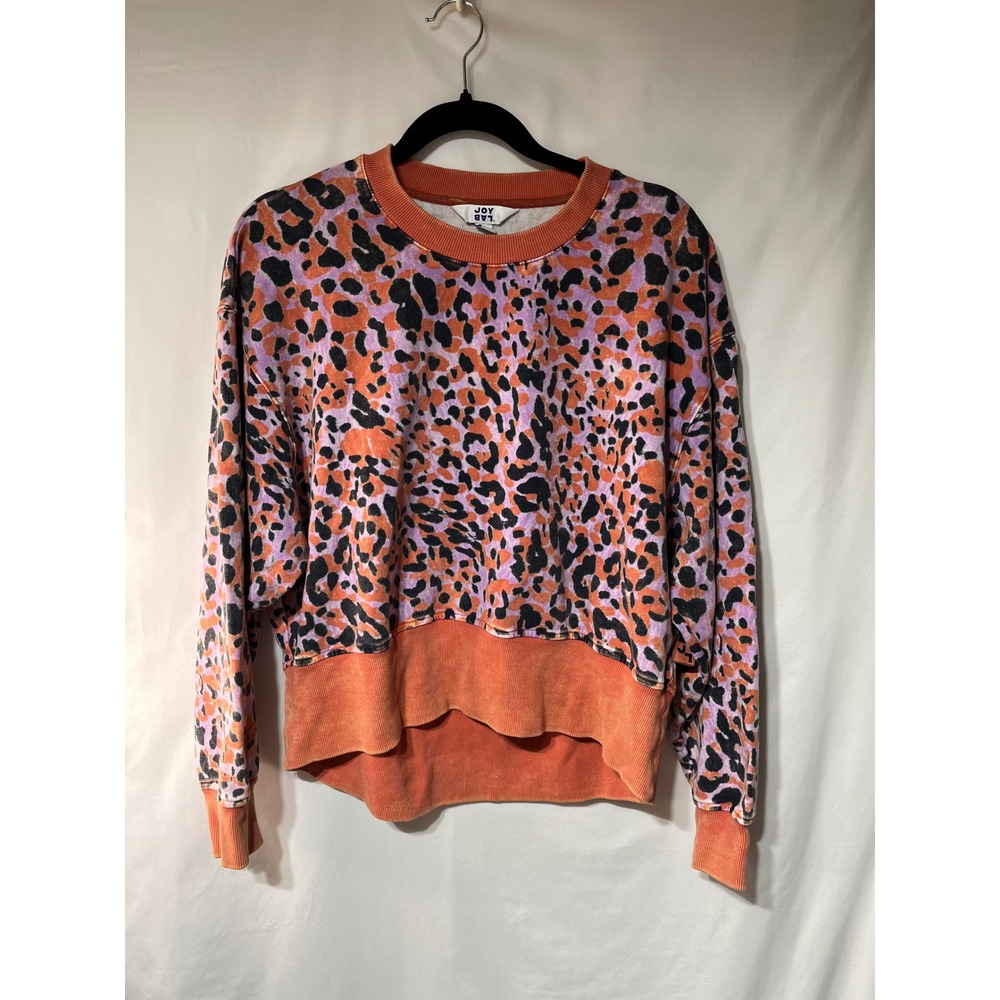 JOY LAB Women's Animal Print Crewneck Sweatshirt Orange Purple Black Size M